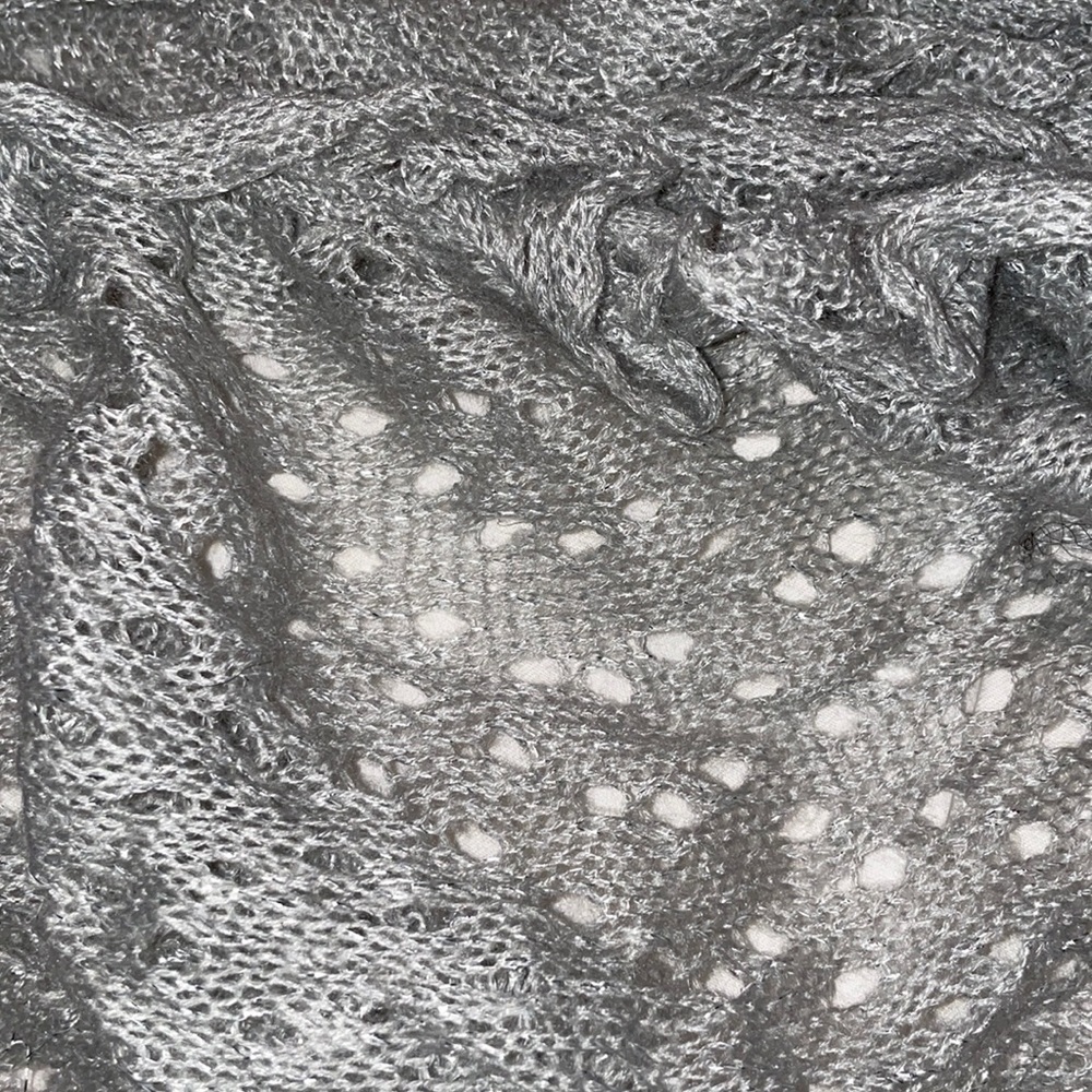 90 inch length Silver grey gray knit scarf ruffle shall wrap - Picture 4 of 6